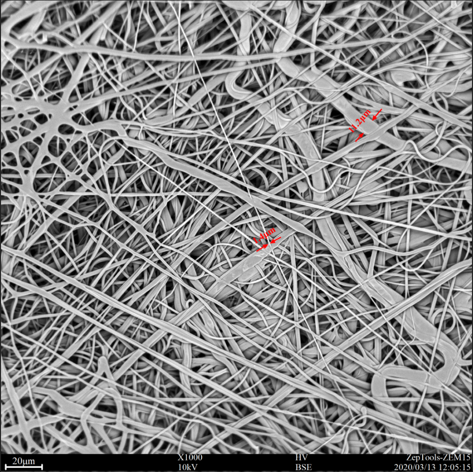 掃描電鏡下的醫(yī)用外科口罩中間層圖片 掃描電鏡下的醫(yī)用外科口罩中間層圖片