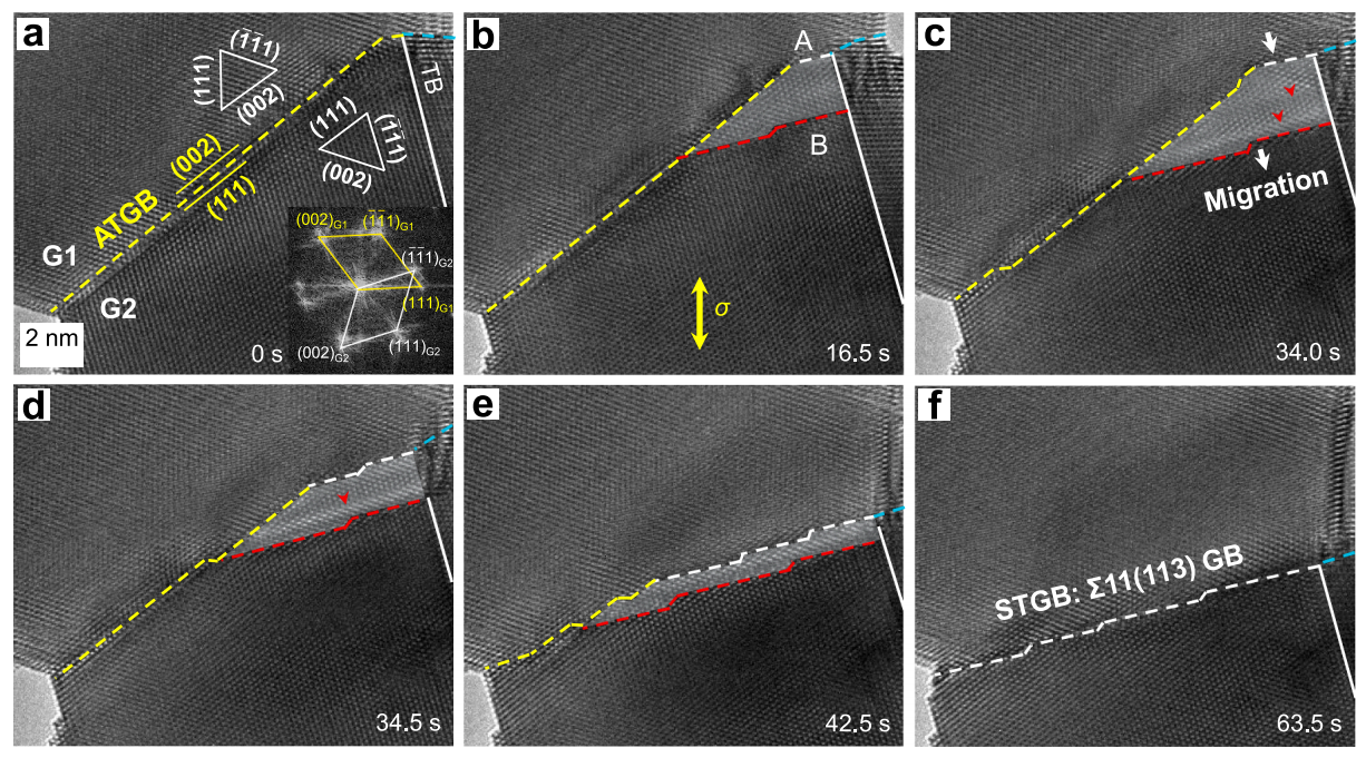 晶界動(dòng)態(tài)調(diào)整的原位觀測(cè) 晶界動(dòng)態(tài)調(diào)整的原位觀測(cè)